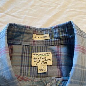 J. Crew Organic Cotton Slim Untucked Stretch Plaid Shirt Size Large